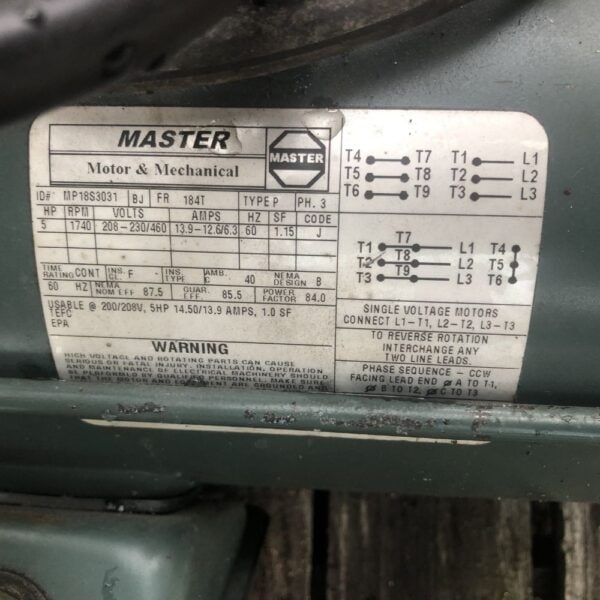 5 HP 3PH Master Electric Motor – 184T Frame, TEFC - Image 2
