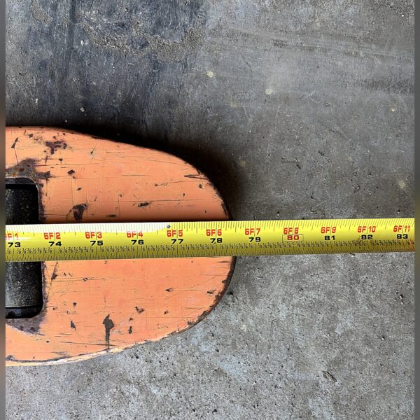 Tape measure laid along the fork of the BT LHM100UL reading 79 inches of fork length